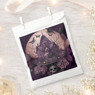 Creepy Haunted House Birds Skull Happy Halloween Favor Bag