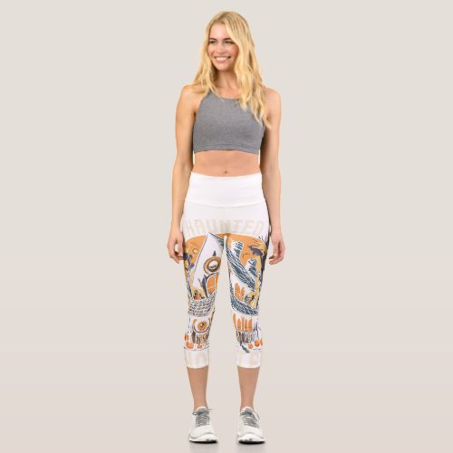 Creepy Haunted House Capri Leggings