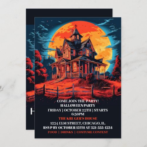 Creepy Haunted House Halloween Bash Invitations