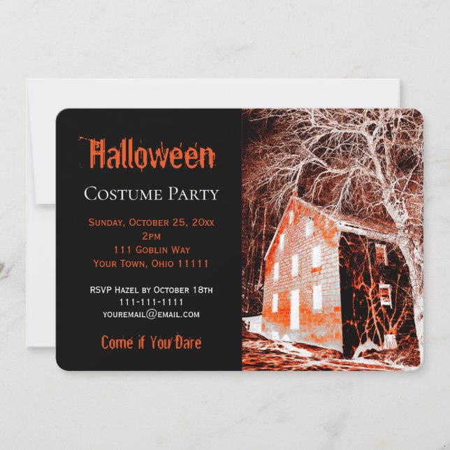 Creepy Haunted House Halloween Costume Party Invitation (Front)
