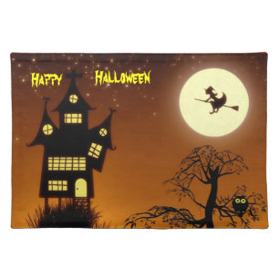 Creepy Haunted House Halloween Decorative Cloth Placemat