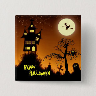 Creepy Haunted House Halloween Decorative Pinback Button