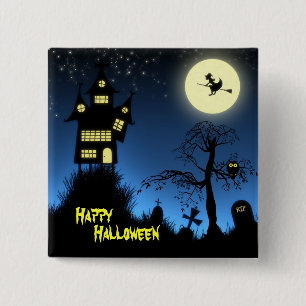 Creepy Haunted House Halloween Decorative Pinback Button