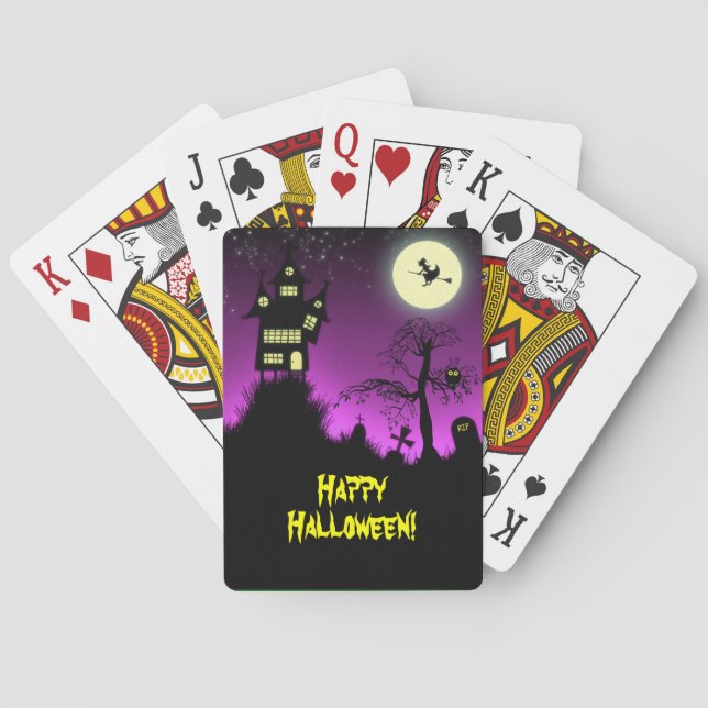 Creepy Haunted House Halloween Poker Cards (Back)