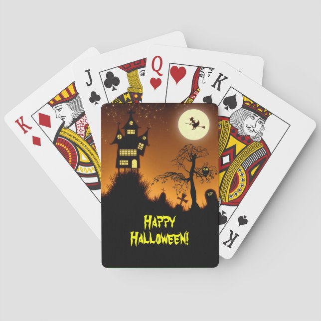 Creepy Haunted House Halloween Poker Cards (Back)