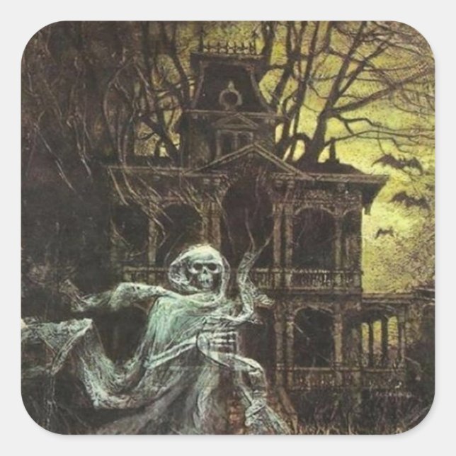 Creepy Haunted House Halloween sticker (Front)