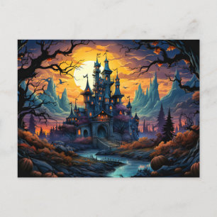 Creepy Haunted House   Happy Halloween Postcard