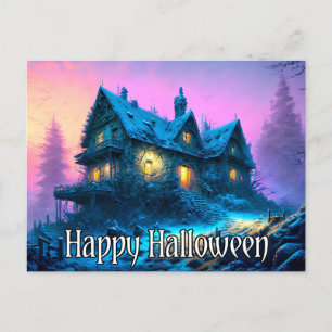 Creepy Haunted House   Happy Halloween Postcard
