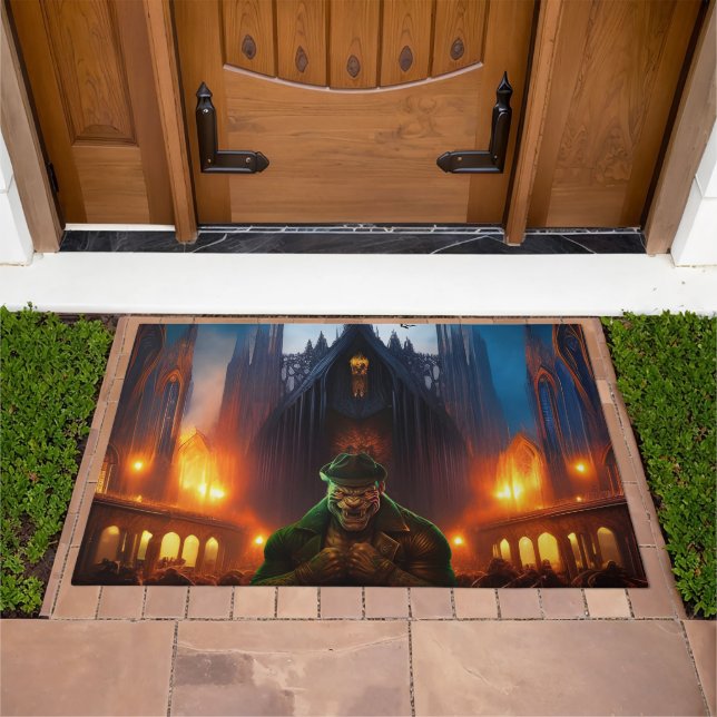 Creepy Haunted House Scene with Scary Creature  Doormat (Outdoor)