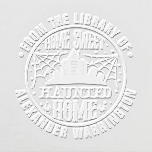 Creepy Haunted House Spider Webs Library Book Name Embosser