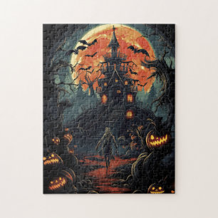 Creepy Haunted House Zombie Halloween Party Jigsaw Puzzle