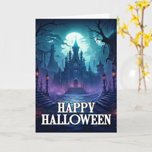 Creepy Haunted Manor  Happy Halloween Card