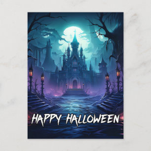 Creepy Haunted Manor   Happy Halloween Postcard