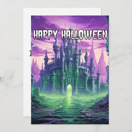 Creepy Haunted Mansion  Happy Halloween Holiday Card