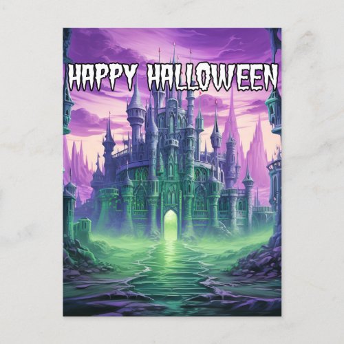 Creepy Haunted Mansion  Happy Halloween Postcard