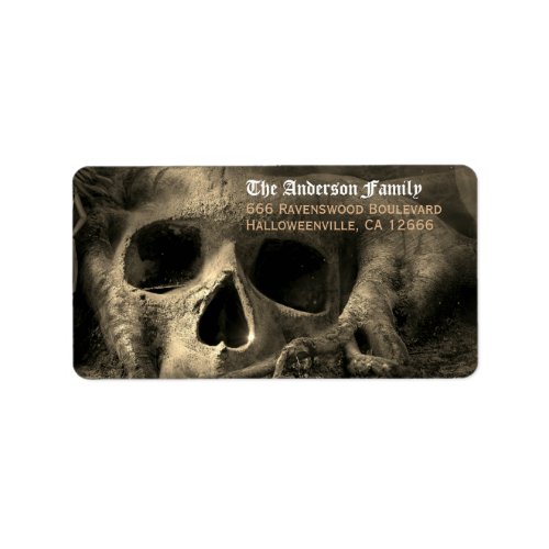 Creepy Haunted Skull Halloween Return Address Label