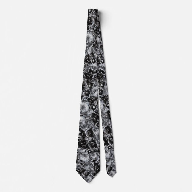 Creepy head mask motif random pattern neck tie (Front)