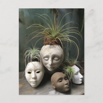 Creepy Head Planters Postcard by angelandspot at Zazzle