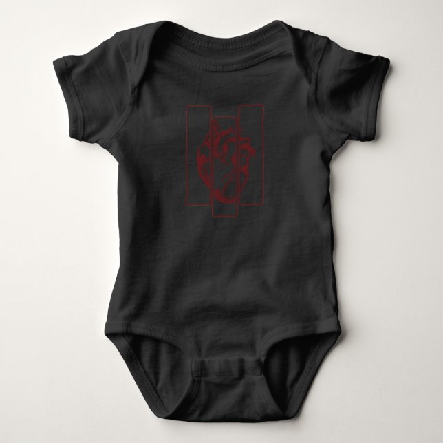 Creepy Heart Human Anatomy Witchy Emo Art Baby Bodysuit (Front)