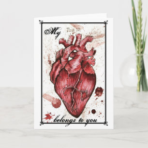 Creepy Heart Love Card Edgar Allan Poe quote