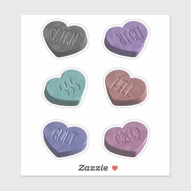 Creepy Hearts Candy  Sticker (Sheet)