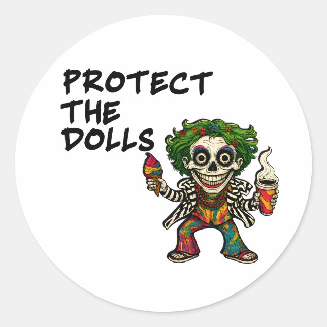 Creepy Hippie Clown Skull Graphic Classic Round Sticker (Front)
