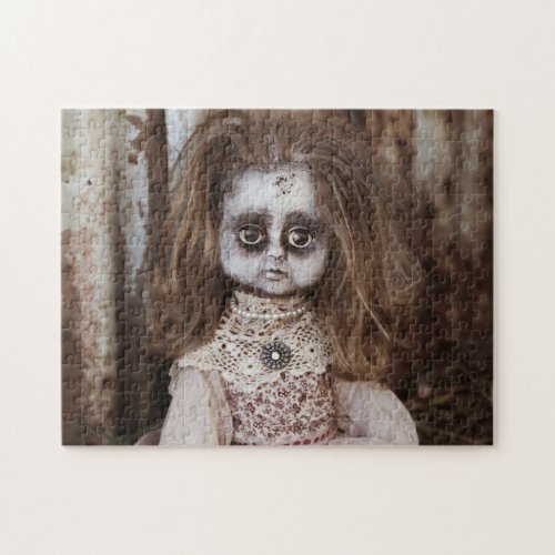 Creepy Horror Doll in Sepia Tones Jigsaw Puzzle