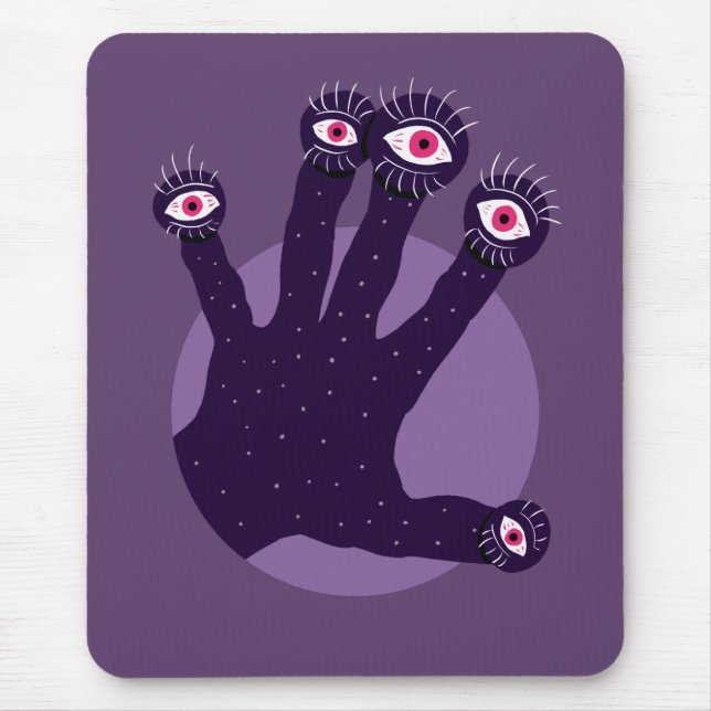 Creepy Horror Hand With Eyes Mouse Pad (Front)