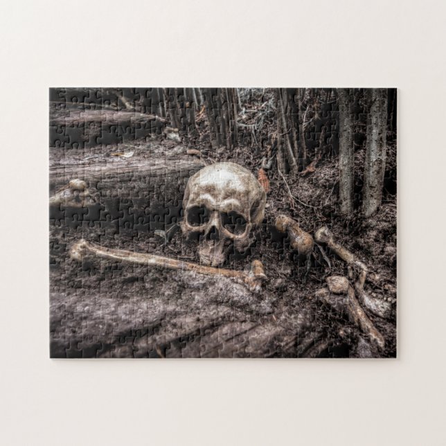 Creepy Horror Skeleton in Sepia Tones Jigsaw Puzzle (Horizontal)