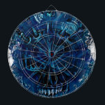 Creepy Horror Skull Dartboard With Darts<br><div class="desc">Creepy Horror Skull Blue Dark Evil Skeleton Face Poison Toxic Plant Darkness Zombie Head Vampire Trendy Stylish Design</div>