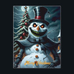 Creepy Horror Snowman Christmas Holiday Postcard<br><div class="desc">A creepy horror snowman AI generated art</div>