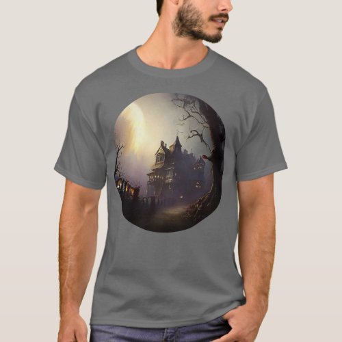Creepy house and full moon T_Shirt