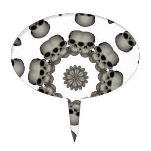 Creepy Human Skull Mandala Cake Topper