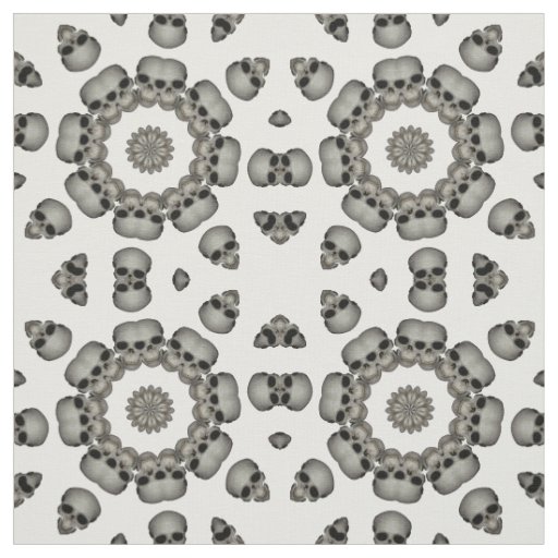 Creepy Human Skull Mandala Fabric