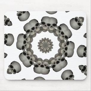 Creepy Human Skull Mandala Mouse Pad