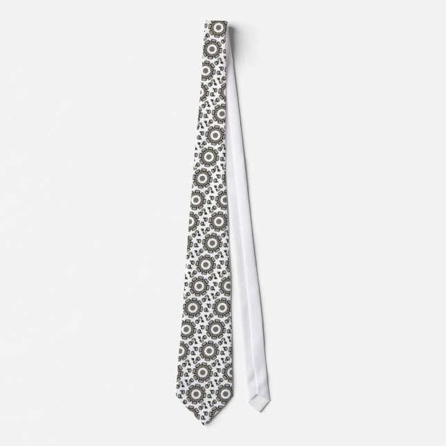 Creepy Human Skull Mandala Neck Tie (Front)