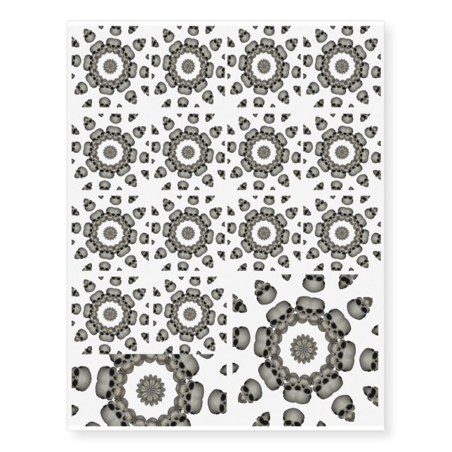Creepy Human Skull Mandala Temporary Tattoos (Front)