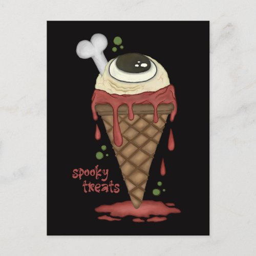 Creepy Ice Cream Halloween Holiday Postcard