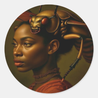 Creepy Insect Beautiful Lady Classic Round Sticker