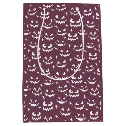 Creepy Jack_O Lantern Faces Purple Halloween Medium Gift Bag
