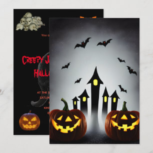 Creepy Jack o' Lantern Halloween Bash Party Invitation