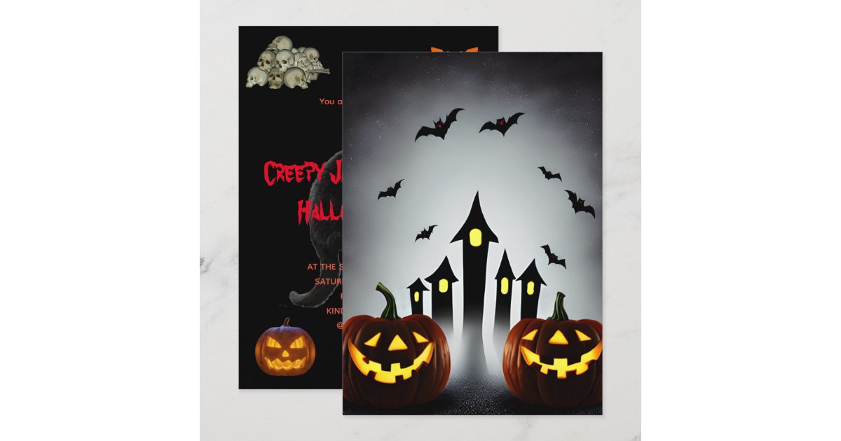 Creepy Jack o' Lantern Halloween Bash Party Invitation | Zazzle