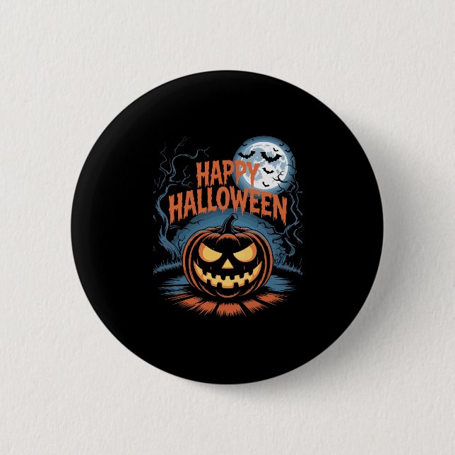 Creepy Jack O� Lantern Halloween Button (Front)