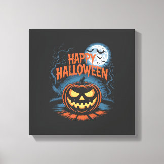 Creepy Jack O Lantern Halloween Canvas Print