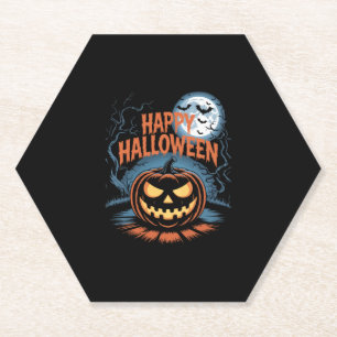 Creepy Jack O� Lantern Halloween Paper Coaster