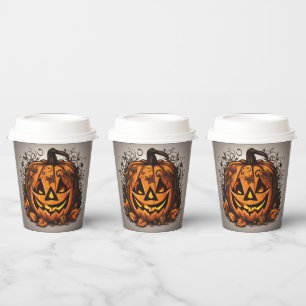 Creepy Jack-O-Lantern Halloween Paper Cups