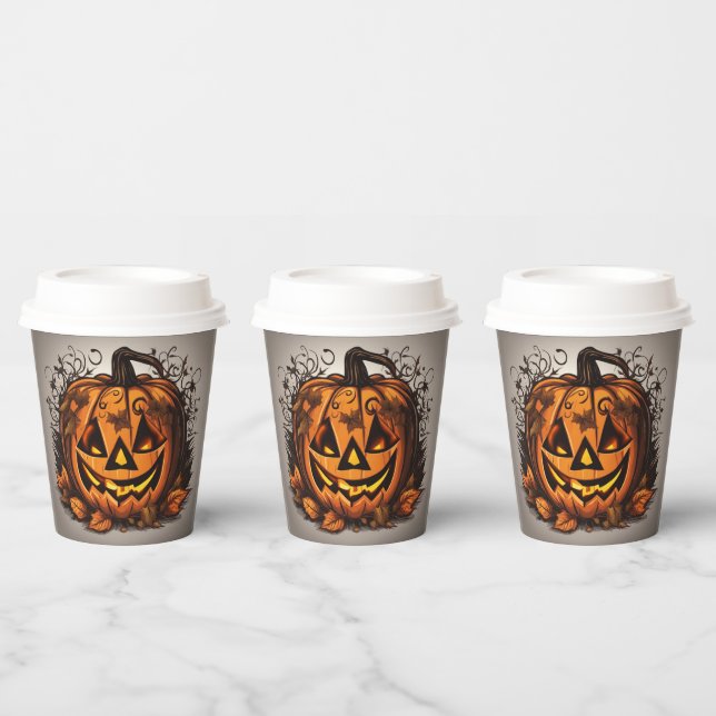Creepy Jack-O-Lantern Halloween Paper Cups (Multi)