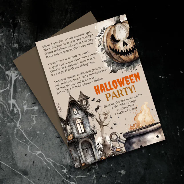 Creepy Jack O Lantern Halloween Poem Invitation | Zazzle