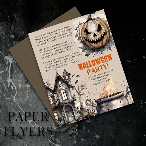 Creepy Jack O Lantern Halloween Poem Invitation Flyer