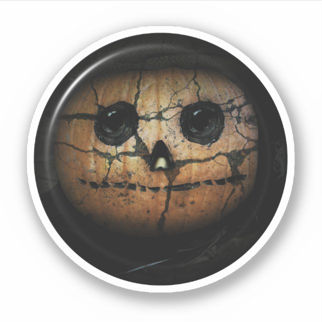 Creepy Jack -o-lantern Halloween Sticker (Front)